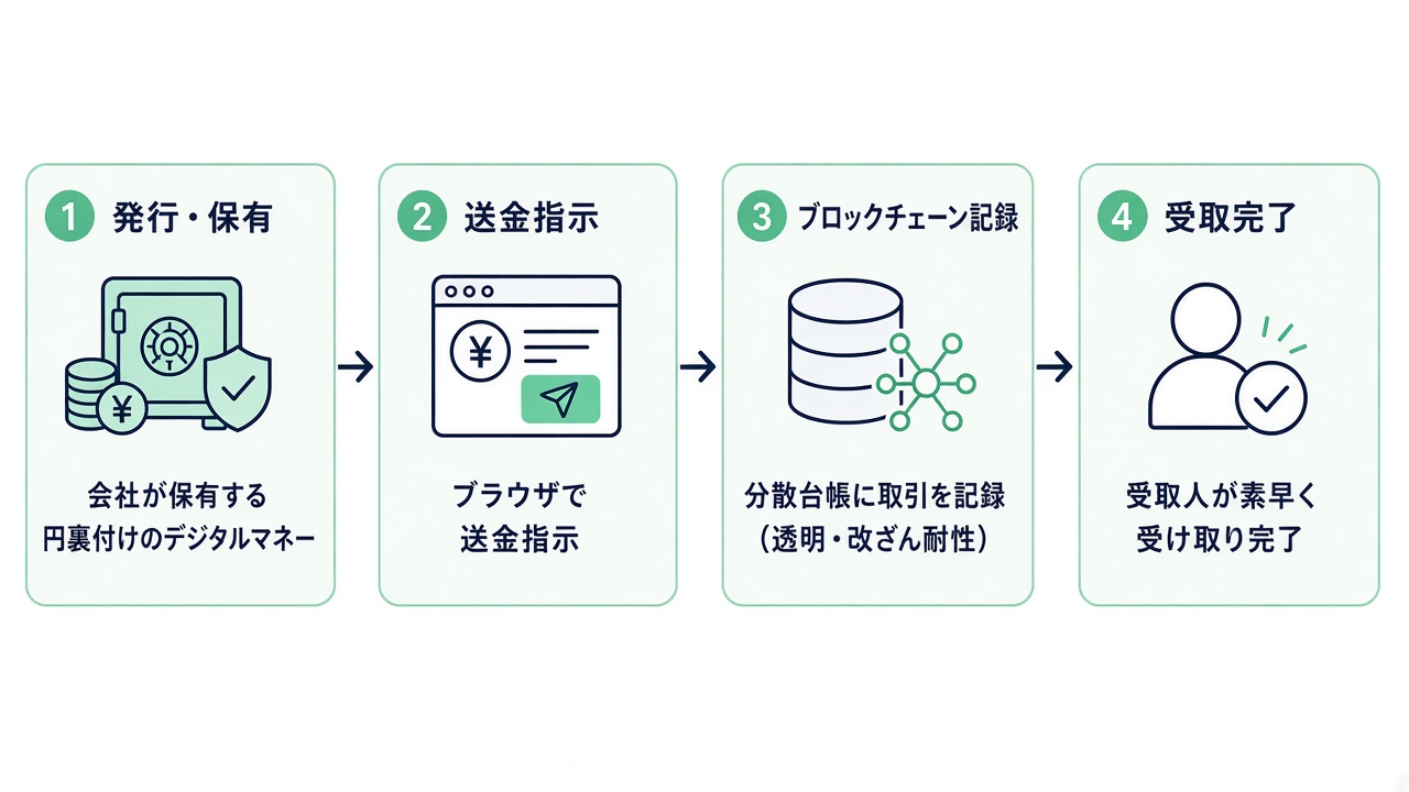 ステーブルコイン送金の流れを示す図